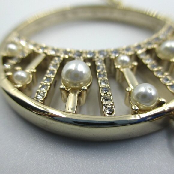 White House Black Market Gold Tone Regency Pendant Necklace NEW Contemporary - Picture 8 of 9